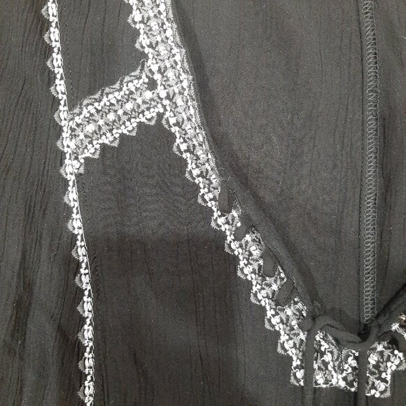 Sonoma boho relaxed fit embroidered lace up blouse with tassels - Picture 9 of 9